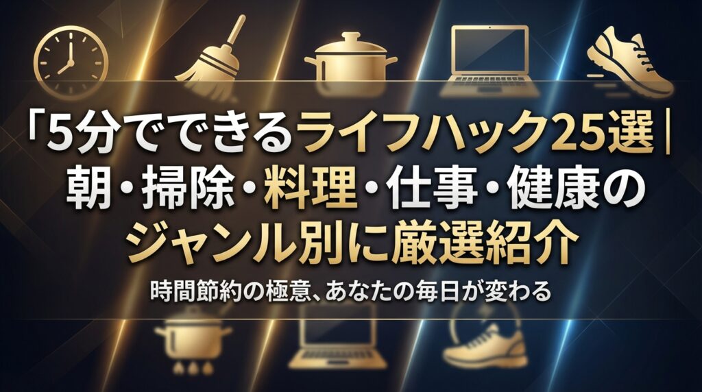 5分でできるライフハック25選｜朝・掃除・料理・仕事・健康のジャンル別に厳選紹介