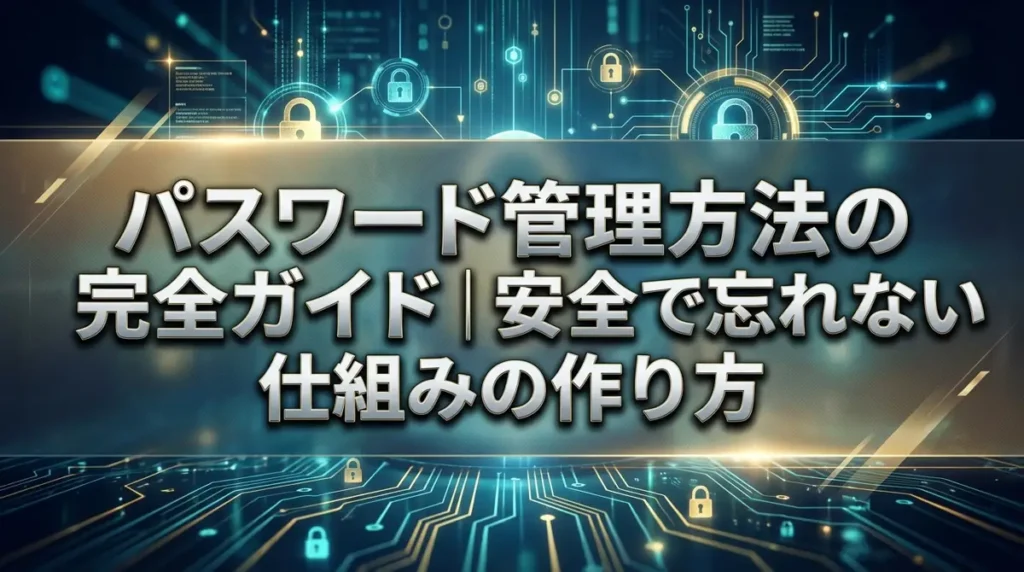 パスワード管理方法の完全ガイド｜安全で忘れない仕組みの作り方